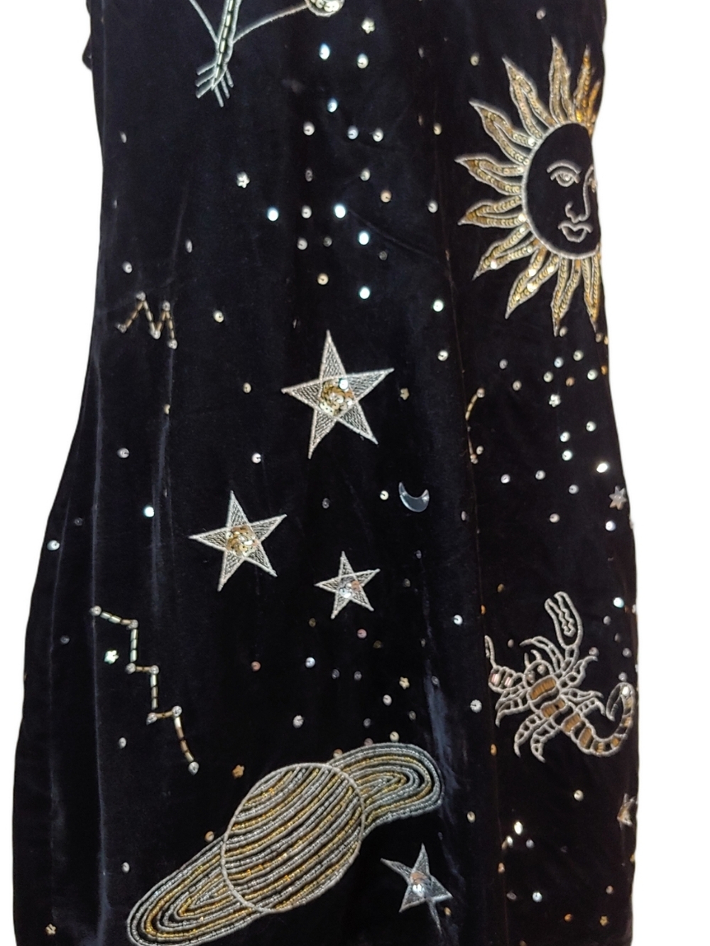 Nasty Gal Black Velvet Celestial Sequin Tank Mini Dress Women's size 10 NWT - Picture 12 of 16